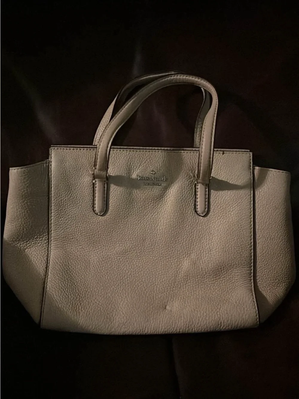 kate spade Pebbled Leather Satchel in Cream